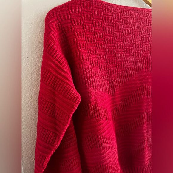 Vintage Keneth‎ Too! SZ S/M Red Crew Neck Sweater Classic Knit 80s - Picture 15 of 16